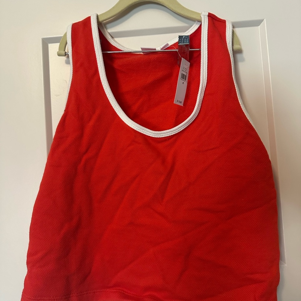 GAP Red Crop Tank with White Edging